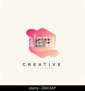 EF Initial Letter logo icon design template elements with wave colorful art Stock Vector