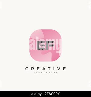 EF Initial Letter logo icon design template elements with wave colorful art Stock Vector