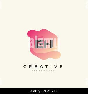 EH Initial Letter logo icon design template elements with wave colorful art Stock Vector