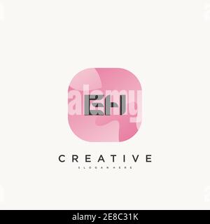 EH Initial Letter logo icon design template elements with wave colorful art Stock Vector