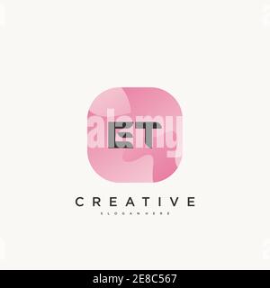 ET Initial Letter logo icon design template elements with wave colorful art Stock Vector