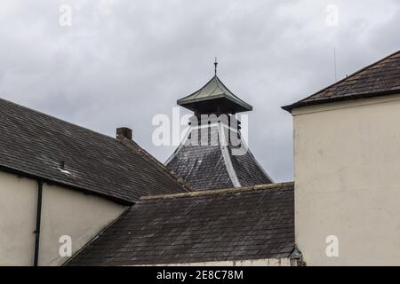 Ventilation pagoda or cupola on the roof of Fettercairn distillery, Aberdeenshire Stock Photo