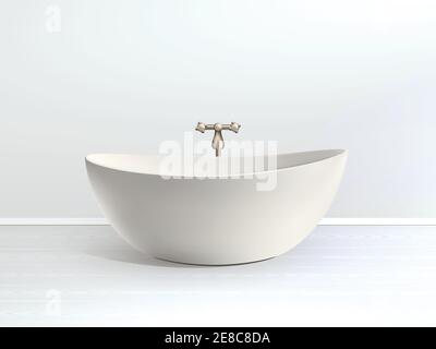 Bathroom interior poster bath in a modern style bathroom with golden accessories vector illustration Stock Vector