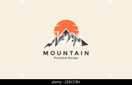vintage simple mountain with sunset  logo symbol icon vector graphic design illustration Stock Vector