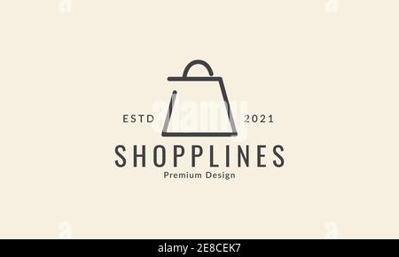 modern simple line hipster shopping bag logo symbol icon vector graphic design illustration Stock Vector