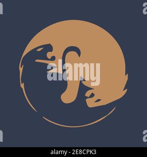 abstract luxury emblem tiger logo vector and icon design Stock Vector