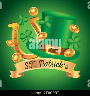 saint patricks lettering with horseshoes Stock Vector Image & Art - Alamy