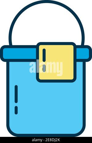 plastic bucket with towel flat style icon vector illustration design Stock Vector
