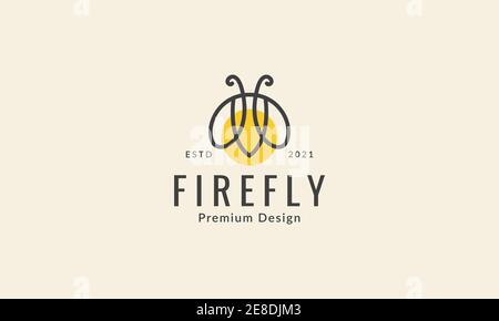 simple animal insect firefly line light logo symbol icon vector graphic design illustration Stock Vector