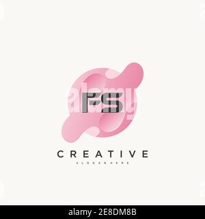 FS Initial Letter logo icon design template elements with wave colorful art Stock Vector