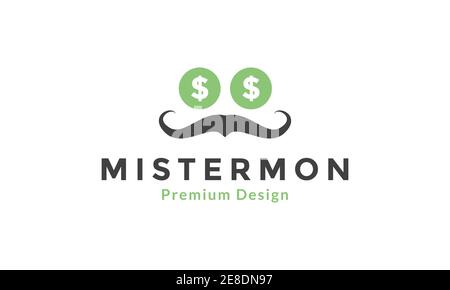 mustache with money  logo symbol icon vector graphic design illustration Stock Vector