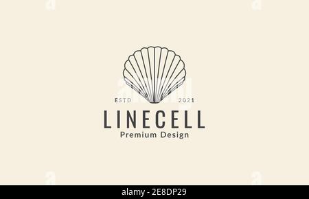 sea shells line simple logo symbol icon vector graphic design illustration Stock Vector