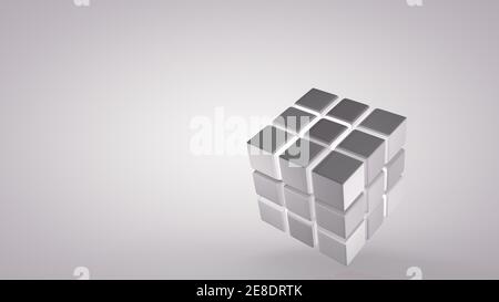 Rotation of the cube at an angle, isolated on a light background. 3D rendering Stock Photo