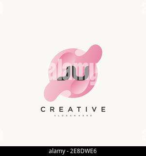 JU Initial Letter Colorful logo icon design template elements Vector art Stock Vector