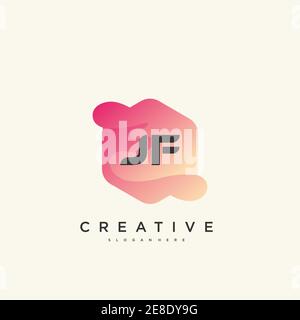 JF Initial Letter Colorful logo icon design template elements Vector Stock Vector