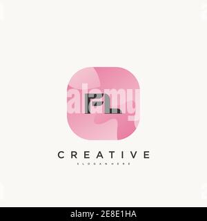 FL Initial Letter logo icon design template elements with wave colorful art Stock Vector