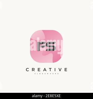 FS Initial Letter logo icon design template elements with wave colorful art Stock Vector
