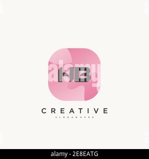 HB Initial Letter logo icon design template elements with wave colorful Stock Vector