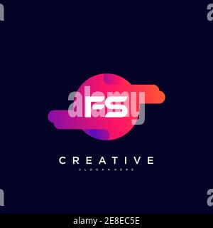 FS Initial Letter logo icon design template elements with wave colorful art Stock Vector