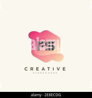 FS Initial Letter logo icon design template elements with wave colorful art Stock Vector