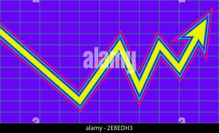 An abstract neon line chart background image. Stock Vector