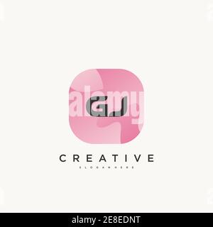 GJ Initial Letter logo icon design template elements with wave colorful art Stock Vector