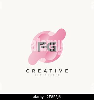 FG Initial Letter logo icon design template elements with wave colorful art Stock Vector