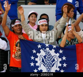 Myanmar Fans Holding Their National Flag Cheer For Their Team During Their Men S Football Match Against Vietnam At The Sea Games In Nakhon Ratchasima December 11 07 Reuters Chaiwat Subprasom Thailand Stock Photo Alamy