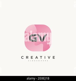 GV Initial Letter logo icon design template elements with wave colorful art Stock Vector