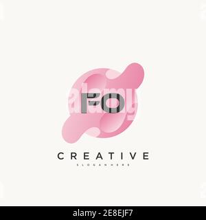 FO Initial Letter logo icon design template elements with wave colorful art Stock Vector