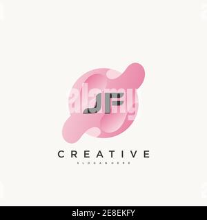 JF Initial Letter Colorful logo icon design template elements Vector art Stock Vector