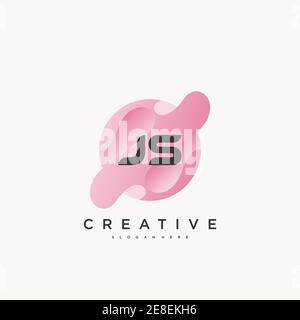 JS Initial Letter Colorful logo icon design template elements Vector art Stock Vector