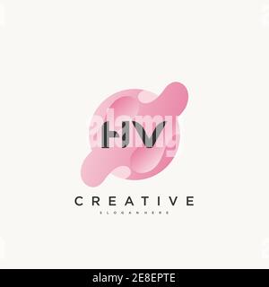 HV Initial Letter Colorful logo icon design template elements Vector art Stock Vector