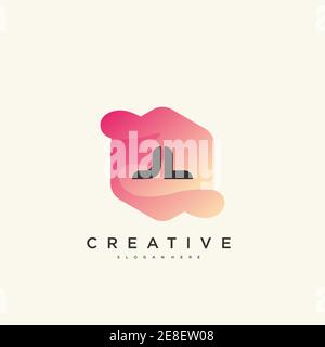 JL Initial Letter Colorful logo icon design template elements Vector Stock Vector