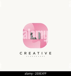 LI Initial Letter logo icon design template elements with wave colorful Stock Vector