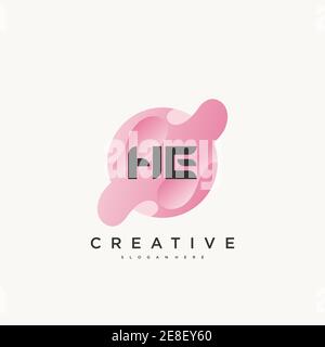 HE Initial Letter Colorful logo icon design template elements Vector art Stock Vector