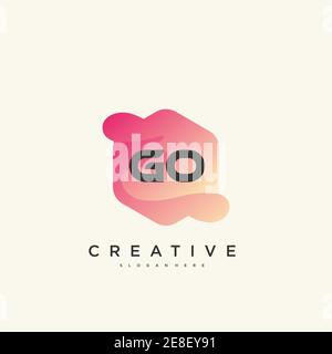 GO Initial Letter logo icon design template elements with wave colorful art Stock Vector