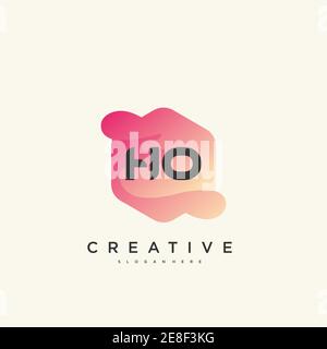 HO Initial Letter logo icon design template elements with wave colorful Stock Vector