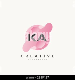 KA Initial Letter Colorful logo icon design template elements Vector art Stock Vector