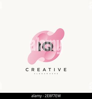 IQ Initial Letter Colorful logo icon design template elements Vector art Stock Vector