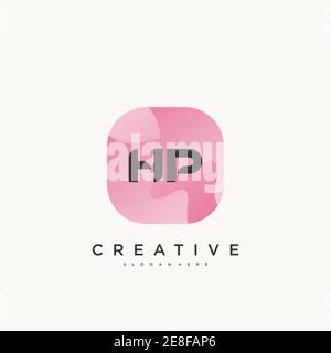 HP Initial Letter logo icon design template elements with wave colorful Stock Vector