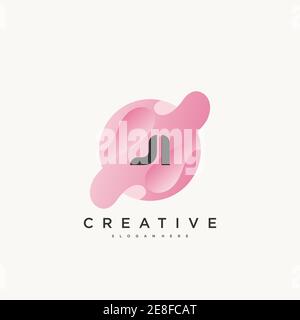 JI Initial Letter Colorful logo icon design template elements Vector art Stock Vector