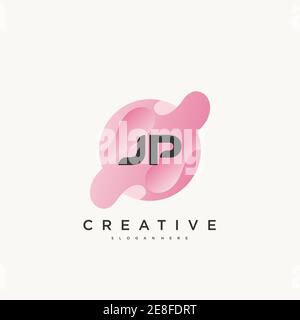 JP Initial Letter Colorful logo icon design template elements Vector art Stock Vector