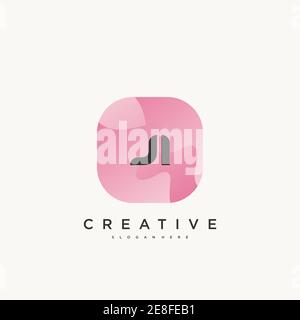 JI Initial Letter Colorful logo icon design template elements Vector Stock Vector