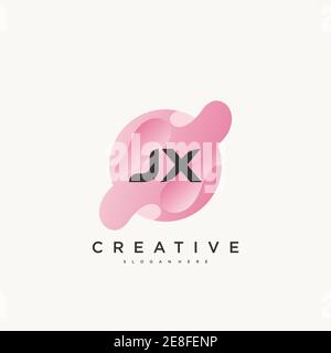 JX Initial Letter Colorful logo icon design template elements Vector art Stock Vector