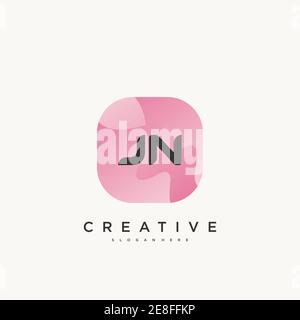 JN Initial Letter Colorful logo icon design template elements Vector Stock Vector