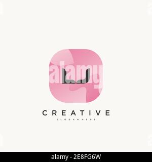 LJ Initial Letter logo icon design template elements with wave colorful Stock Vector