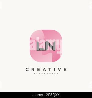 LN Initial Letter logo icon design template elements with wave colorful Stock Vector