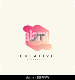 JT Initial Letter Colorful logo icon design template elements Vector Stock Vector