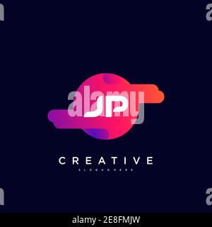 JP Initial Letter Colorful logo icon design template elements Vector Stock Vector